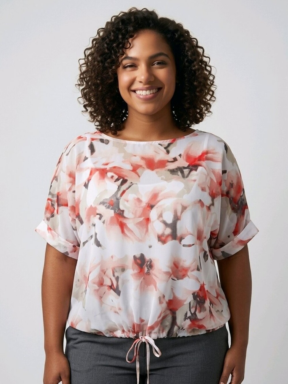 Liz Claiborne Coral & White Floral Blouse